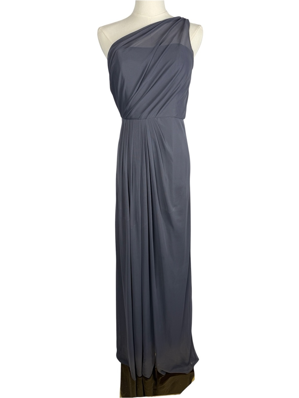 Shoulder Chiffon Bridesmaid Gown – Slate Gray Size 4